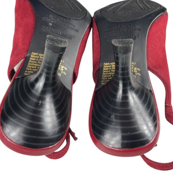 Predictions Jacelyn Red Faux Suede Heels Slingback Shoes Size 7 - Picture 11 of 16